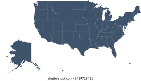 USA map with States in WGS 1984 Web Mercator Projection (3857 )used by Google Maps