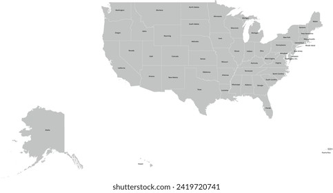 USA map with States'names in WGS 1984 Web Mercator Projection (EPSG:3857) used by Google Map