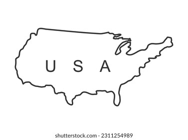 USA map in a stroke. Outline of the USA in black on a white background. USA vector map