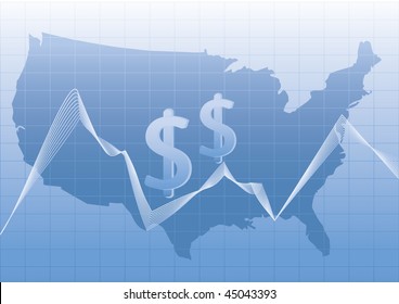 USA map stylized with dollar sign.All elements in separate layer and easily editable.