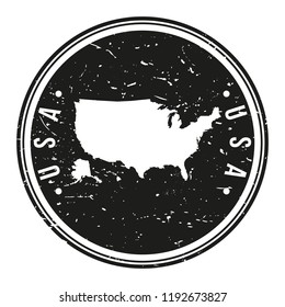 USA Map Symbol. Round Design Stamp Travel and Business Vector.