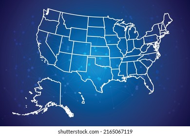 USA Map Technology  with network connection background