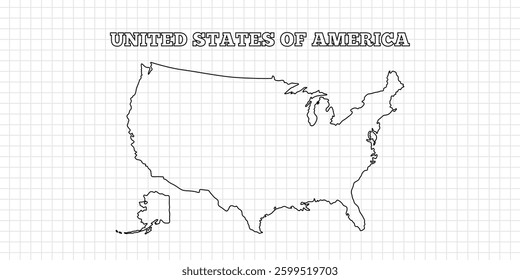 USA map travel with outline simple drawing version Illustration