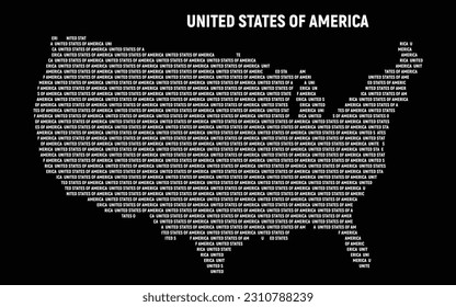 USA map with type face. Print for textile. Vector illustration.