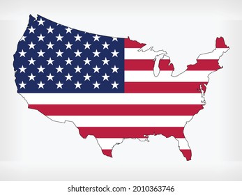 USA Map United States America Flag Vector Infographic Element