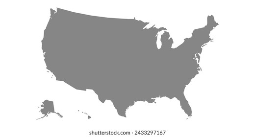 In: USA map. Vereinigte Staaten von Amerika Vektor-Land. USA-Umriss isoliert. Alle Zustände auf weißem Hintergrund