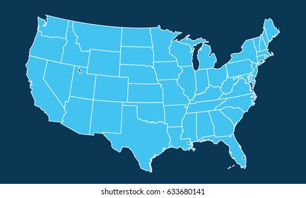 Usa State Map High Detailed Border Stock Vector (Royalty Free ...