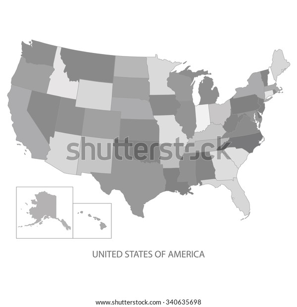 Usa Map United States America Greyscale Stock Vector (Royalty Free ...