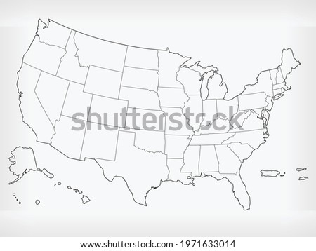 USA Map United States Blank Outline Doodle Isolated Vector Drawing