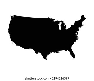 USA Map. United States Country Map. Black and White US America American National Nation Geography Outline Border Boundary Territory Shape Vector Illustration EPS Clipart