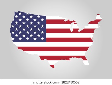 USA Map with United States Flag Inside. Modern Map concept Vector