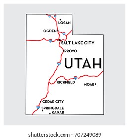 Usa Map Utah Stock Vector (Royalty Free) 707249089 | Shutterstock