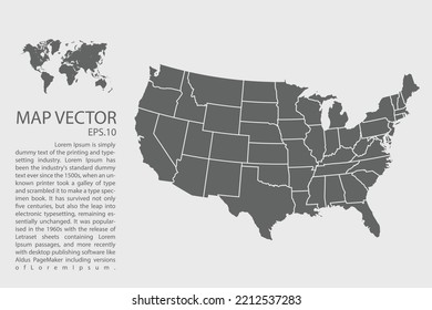USA map vector, Abstract design vector illustration Eps 10. High Detailed on white background.