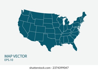 USA map vector, Abstract design vector illustration Eps 10. High Detailed on white background.