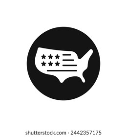 USA map vector icon. US map with stars and stripes.
