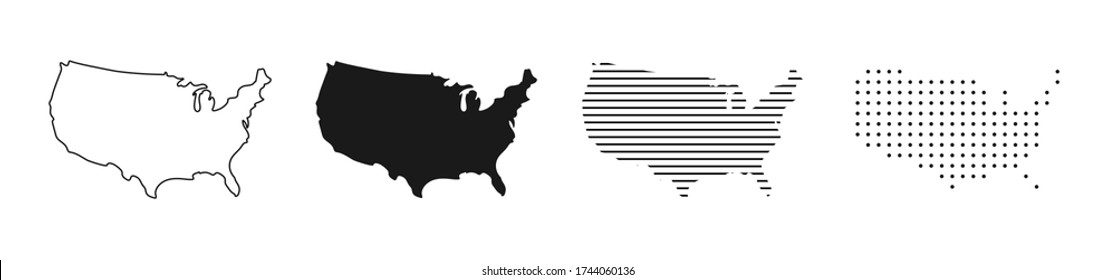 USA map. USA vector icons. American map. United States of America map in flat and lines design. Vector illustration