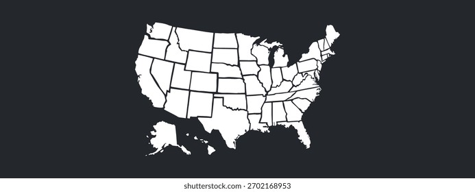 USA Map Vector Illustration Detailed United States of America Silhouette