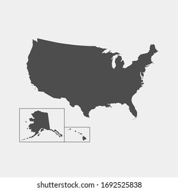 USA map. Vector illustration on gray background