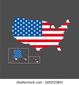 USA map. Vector illustration on gray background
