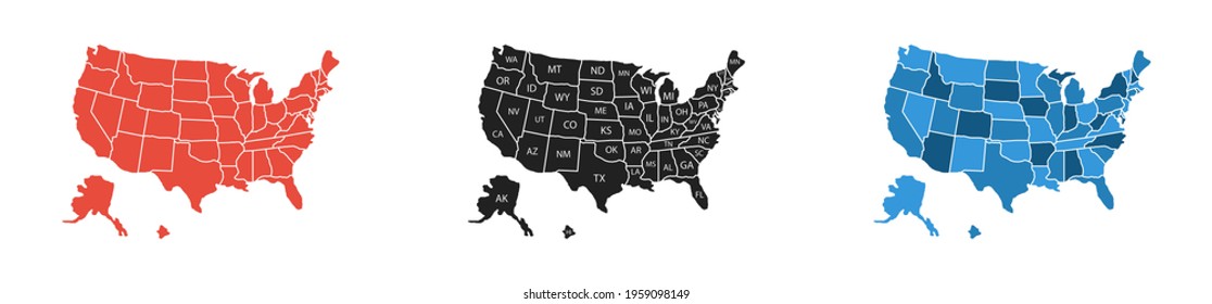 Usa map. Vector illustration. United States of America blank map on white background.