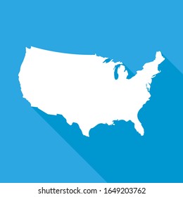 USA map vector isolated illustration on blue background with shadow. Flat trendy design. North america. Usa map vector illustration. EPS 10