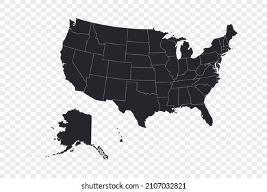 USA map vector, isolated on transparent background