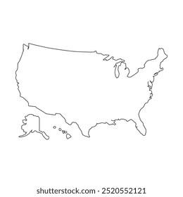 USA map vector isolated on white background. Cartography symbol modern, simple, vector, icon for website design, mobile app, ui. Vector Illustration