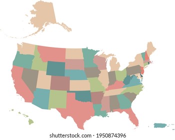 USA map vector outline cartography