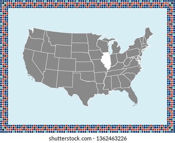 USA map vector outline illustration with highlighted state of Idaho in a creative graphic design