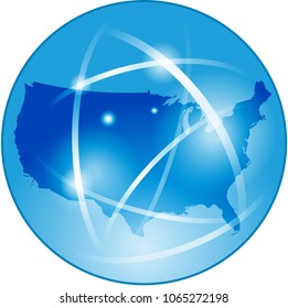 USA map vector outlines in an abstract creative design of networks 