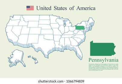 USA map vector, Pennsylvania