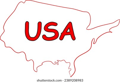 US-Karte, Vektorgrafik. Rote Landschaft, moderne Illustration 