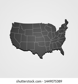 USA map vector, US MAP VECTOR, UNITED STATES OF AMERICA MAP VECTOR with gray background