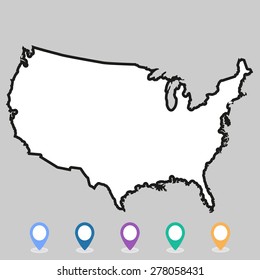 USA map vector, US MAP VECTOR, UNITED STATES OF AMERICA