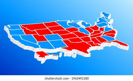 Usa Map Voting.USA Presidential Election Results Map.Vector Illustration.