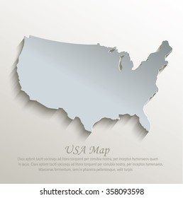 USA Map White Blue Card Paper 3D Vector