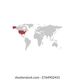 USA in the map of the world. Vector ilustration