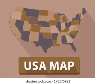 USA map,Brown version,vector