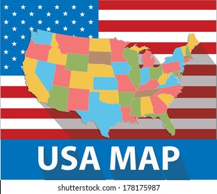 USA map,Colorful version,vector