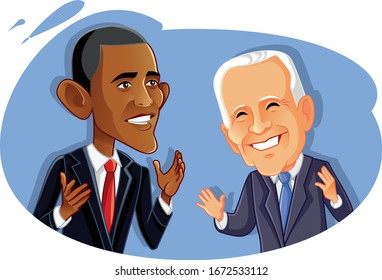 Washington¸ USA, March 14, Barak Obama And Joe Biden Vector Caricature. Vector Drawing Of President Obama And His Vice President
