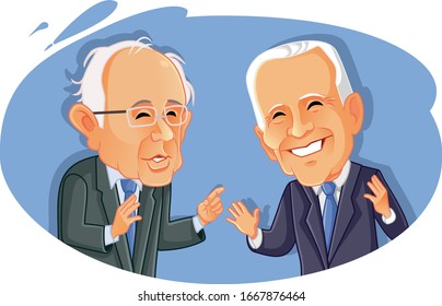 Washington¸ USA, March 9, Bernie Sanders Versus Joe Biden Vector Caricature