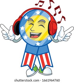USA medal cartoon character design Listening music on a headset