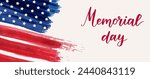 USA Memorial day background. Abstract grunge brushed flag of United States of America with handwritten modern calligraphy text.