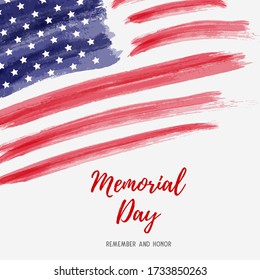 USA Memorial day background. Abstract grunge brushed flag of United States of America with text.