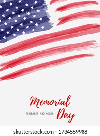 USA Memorial day background. Abstract grunge brushed flag of United States of America with text. Template for vertical background.