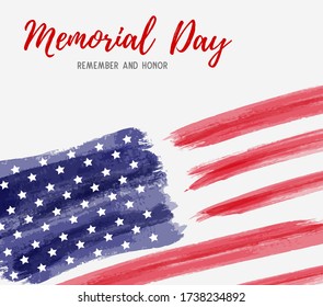 USA Memorial day background. Abstract grunge brushed flag of United States of America with text.