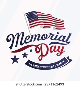 Usa memorial day celebration remember and honor template emblem. Vector illustration