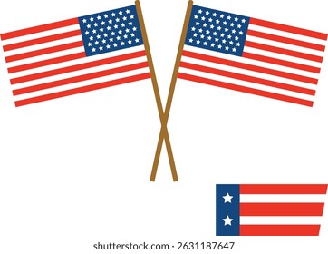 USA Memorial Day. USA flag isolated background with USA army badge