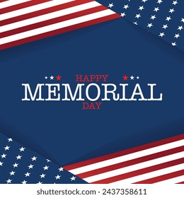 USA Memorial Day greeting card with brush stroke background in United States national flag colors. Vector illustration.