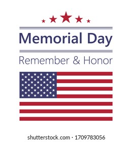 USA Memorial Day, Remember and honor with American flag. Vector illustration.